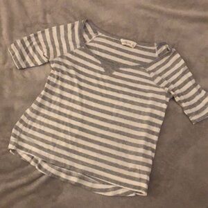 Abercrombie & Fitch Grey & White Striped Shirt - small
